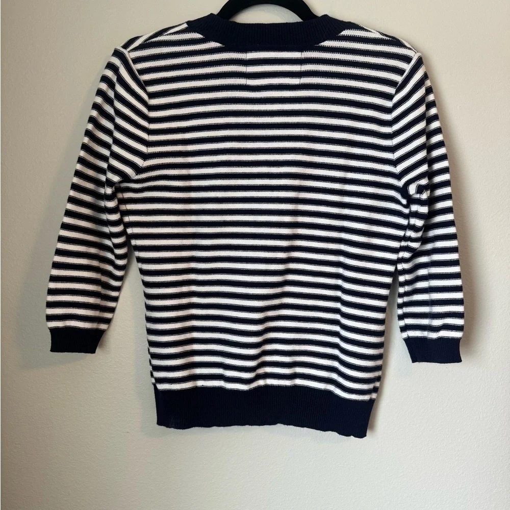 Lauren by Ralph Lauren Women's Striped Navy and White Sweater 100% cotton - Picture 5 of 6
